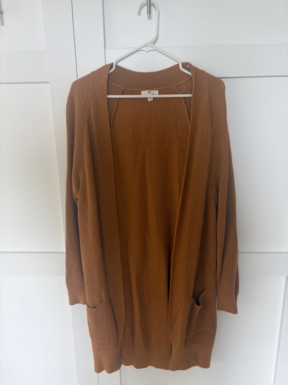 bp Long Open-Front Cardigan in Rust Brown